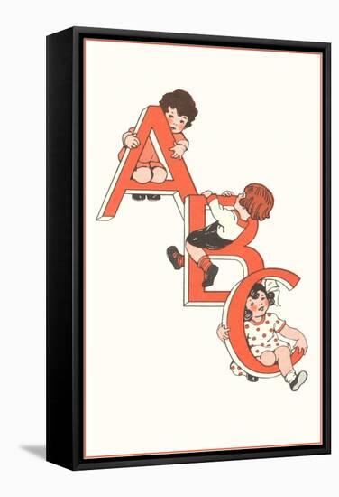 ABC, Children Climbing on Letters-null-Framed Stretched Canvas