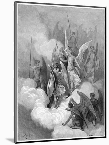 Abdiel Leads Good Angels into the Fight with Satan-J. Huyot-Mounted Art Print