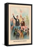 Abe Lincoln, On the Stump with Douglas-Harriet Putnam-Framed Stretched Canvas