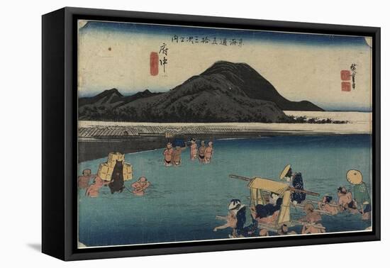 Abe River, Fuchu, C. 1833-Utagawa Hiroshige-Framed Stretched Canvas