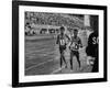 Abebe Bikila and Mamo Wolde in Exhibition Race at Berlin Olympic Stadium-null-Framed Premium Photographic Print