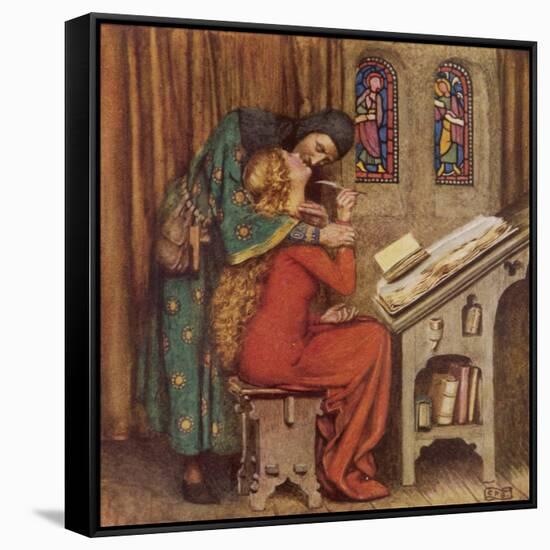 Abelard and Heloise French Scholar and Nun Embracing in the Scriptorium-Eleanor Fortescue Brickdale-Framed Stretched Canvas