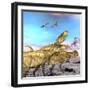 Abelisaurus Theropod Dinosaurs Hunt for their Next Prey-Stocktrek Images-Framed Art Print