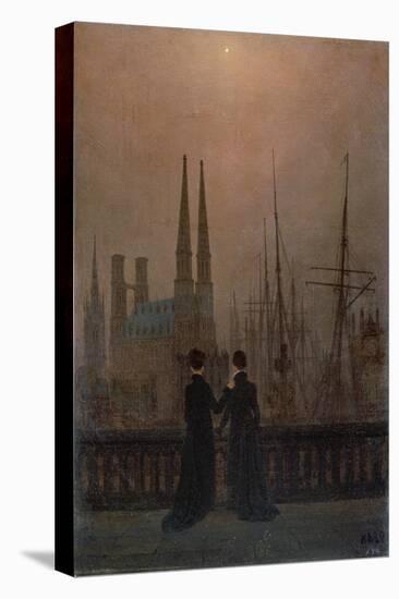 Abendlicher Hafen (die Geschwister). 1818 - 1820-Caspar David Friedrich-Stretched Canvas