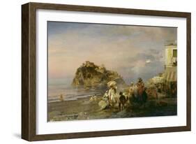 Abendlicher Strand bei Ischia. 1879-Oswald Achenbach-Framed Giclee Print