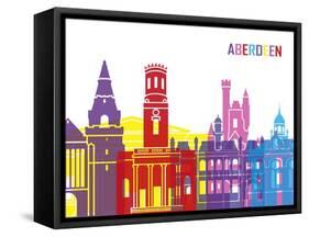 Aberdeen Skyline Pop-paulrommer-Framed Stretched Canvas