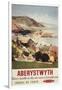 Aberystwyth, England - Aerial of Coast British Railways Poster-Lantern Press-Framed Art Print