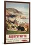 Aberystwyth, England - Aerial of Coast British Railways Poster-Lantern Press-Framed Art Print