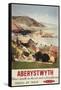 Aberystwyth, England - Aerial of Coast British Railways Poster-Lantern Press-Framed Stretched Canvas