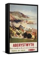 Aberystwyth, England - Aerial of Coast British Railways Poster-Lantern Press-Framed Stretched Canvas