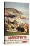 Aberystwyth, England - Aerial of Coast British Railways Poster-Lantern Press-Stretched Canvas
