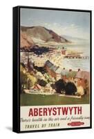 Aberystwyth, England - Aerial of Coast British Railways Poster-Lantern Press-Framed Stretched Canvas