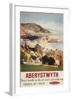 Aberystwyth, England - Aerial of Coast British Railways Poster-Lantern Press-Framed Art Print