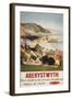 Aberystwyth, England - Aerial of Coast British Railways Poster-Lantern Press-Framed Art Print