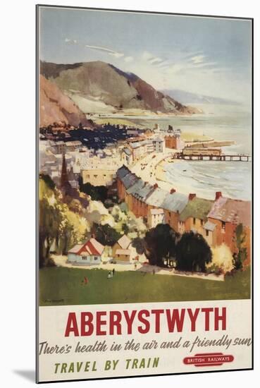 Aberystwyth, England - Aerial of Coast British Railways Poster-Lantern Press-Mounted Art Print