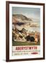 Aberystwyth, England - Aerial of Coast British Railways Poster-Lantern Press-Framed Art Print