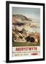 Aberystwyth, England - Aerial of Coast British Railways Poster-Lantern Press-Framed Art Print