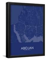 Abidjan, Côte d'Ivoire Blue Map-null-Framed Poster