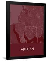 Abidjan, Côte d'Ivoire Red Map-null-Framed Poster