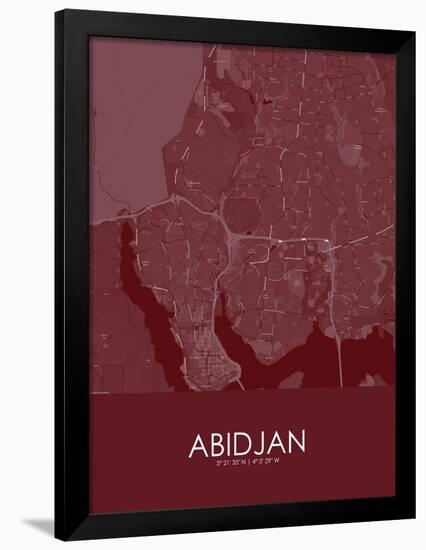 Abidjan, Côte d'Ivoire Red Map-null-Framed Poster