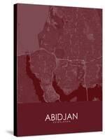 Abidjan, Côte d'Ivoire Red Map-null-Stretched Canvas