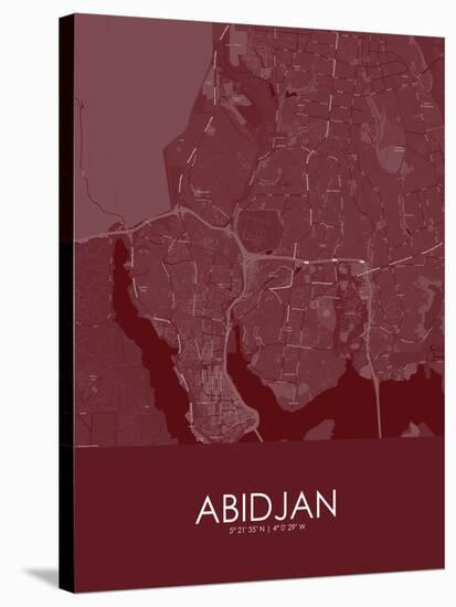 Abidjan, Côte d'Ivoire Red Map-null-Stretched Canvas