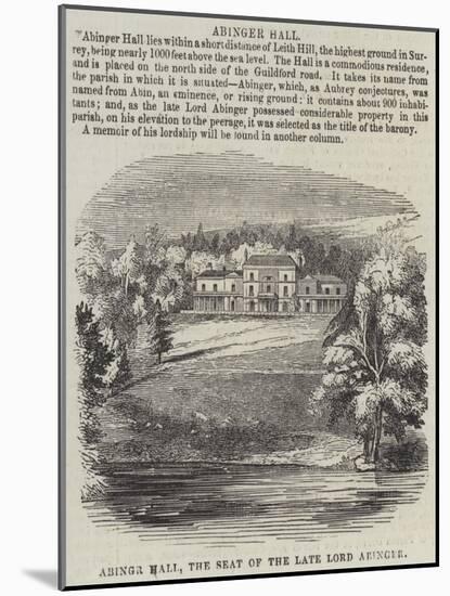 Abinger Hall, the Seat of the Late Lord Abinger-null-Mounted Giclee Print