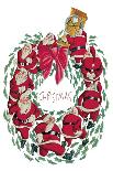 Santa Christmas Wreath-Abner Dean-Art Print