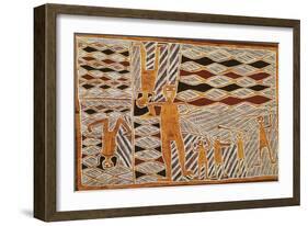 Aboriginal Bark Painting of Ritual Dance, from Yrrkala, Australia-null-Framed Giclee Print