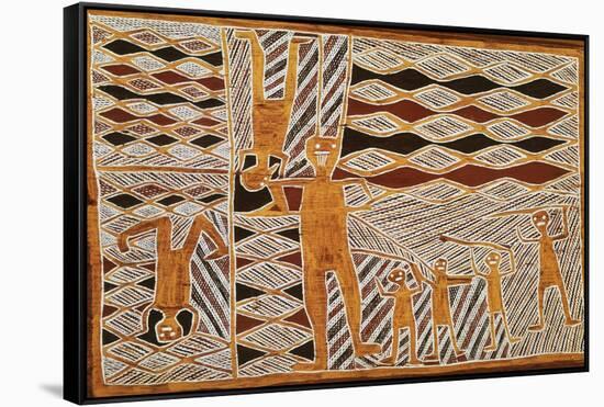 Aboriginal Bark Painting of Ritual Dance, from Yrrkala, Australia-null-Framed Stretched Canvas