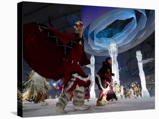 Aboriginal Dancers Perform During the Opening Ceremonies at the 2010 Vancouver Olympic Winter Games-null-Stretched Canvas