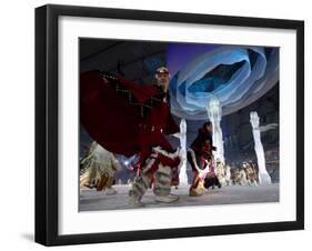 Aboriginal Dancers Perform During the Opening Ceremonies at the 2010 Vancouver Olympic Winter Games-null-Framed Photographic Print