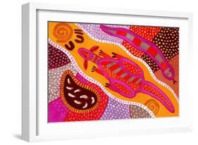 Aboriginal Painting-John Newcomb-Framed Giclee Print