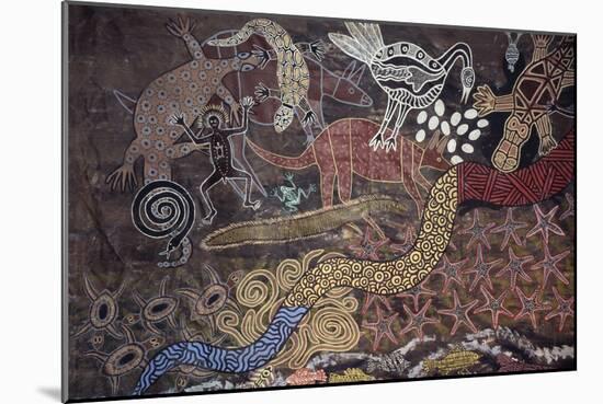 Aboriginal Wall Painting by the Tjapukai People-null-Mounted Giclee Print