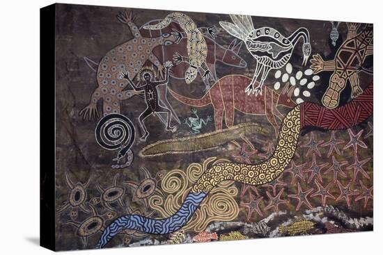 Aboriginal Wall Painting by the Tjapukai People-null-Stretched Canvas