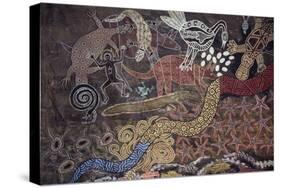 Aboriginal Wall Painting by the Tjapukai People-null-Stretched Canvas