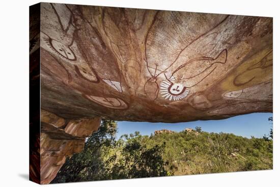 Aboriginal Wandjina Cave Artwork in Sandstone Caves at Raft Point, Kimberley, Western Australia-Michael Nolan-Stretched Canvas
