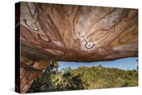 Aboriginal Wandjina Cave Artwork in Sandstone Caves at Raft Point, Kimberley, Western Australia-Michael Nolan-Stretched Canvas