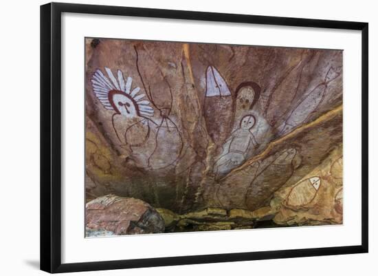 Aboriginal Wandjina Cave Artwork in Sandstone Caves at Raft Point, Kimberley, Western Australia-Michael Nolan-Framed Photographic Print