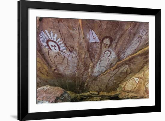 Aboriginal Wandjina Cave Artwork in Sandstone Caves at Raft Point, Kimberley, Western Australia-Michael Nolan-Framed Photographic Print