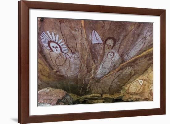 Aboriginal Wandjina Cave Artwork in Sandstone Caves at Raft Point, Kimberley, Western Australia-Michael Nolan-Framed Photographic Print