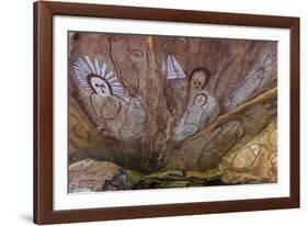 Aboriginal Wandjina Cave Artwork in Sandstone Caves at Raft Point, Kimberley, Western Australia-Michael Nolan-Framed Photographic Print