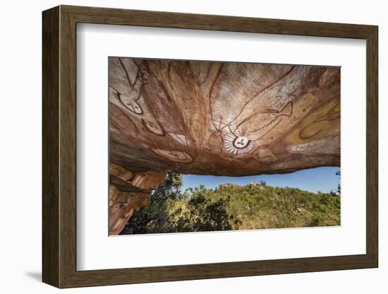 Aboriginal Wandjina Cave Artwork in Sandstone Caves at Raft Point, Kimberley, Western Australia-Michael Nolan-Framed Photographic Print