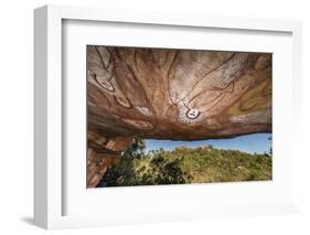 Aboriginal Wandjina Cave Artwork in Sandstone Caves at Raft Point, Kimberley, Western Australia-Michael Nolan-Framed Photographic Print