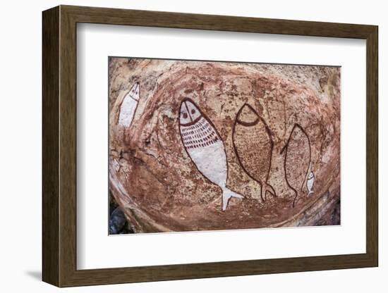 Aboriginal Wandjina Cave Artwork in Sandstone Caves at Raft Point, Kimberley, Western Australia-Michael Nolan-Framed Photographic Print