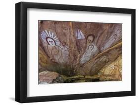 Aboriginal Wandjina Cave Artwork in Sandstone Caves at Raft Point, Kimberley, Western Australia-Michael Nolan-Framed Photographic Print