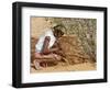 Aborigine Woman Digging for Wichetty Grubs, Northern Territory, Australia-Claire Leimbach-Framed Photographic Print