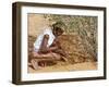 Aborigine Woman Digging for Wichetty Grubs, Northern Territory, Australia-Claire Leimbach-Framed Photographic Print