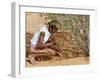 Aborigine Woman Digging for Wichetty Grubs, Northern Territory, Australia-Claire Leimbach-Framed Photographic Print