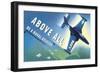 Above All, Navy Fighter Jet-null-Framed Art Print